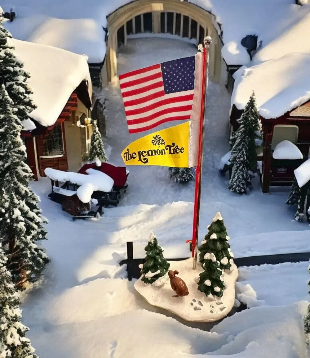 Vintage Dept 56 The Village Flag Pole #509-6 ORIGINAL American Flag Christmas